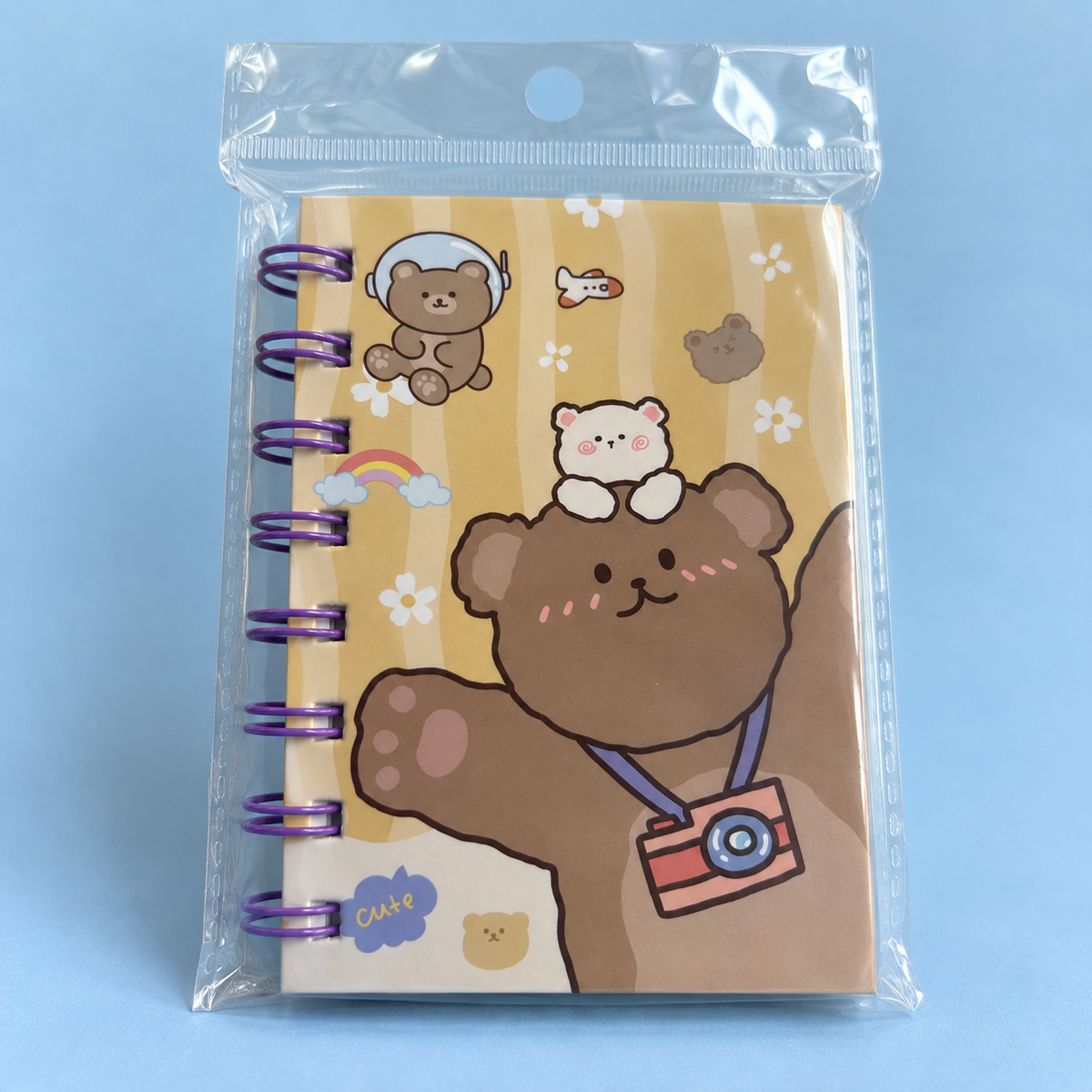 Libreta talla S Osito Conejitos a cuadros