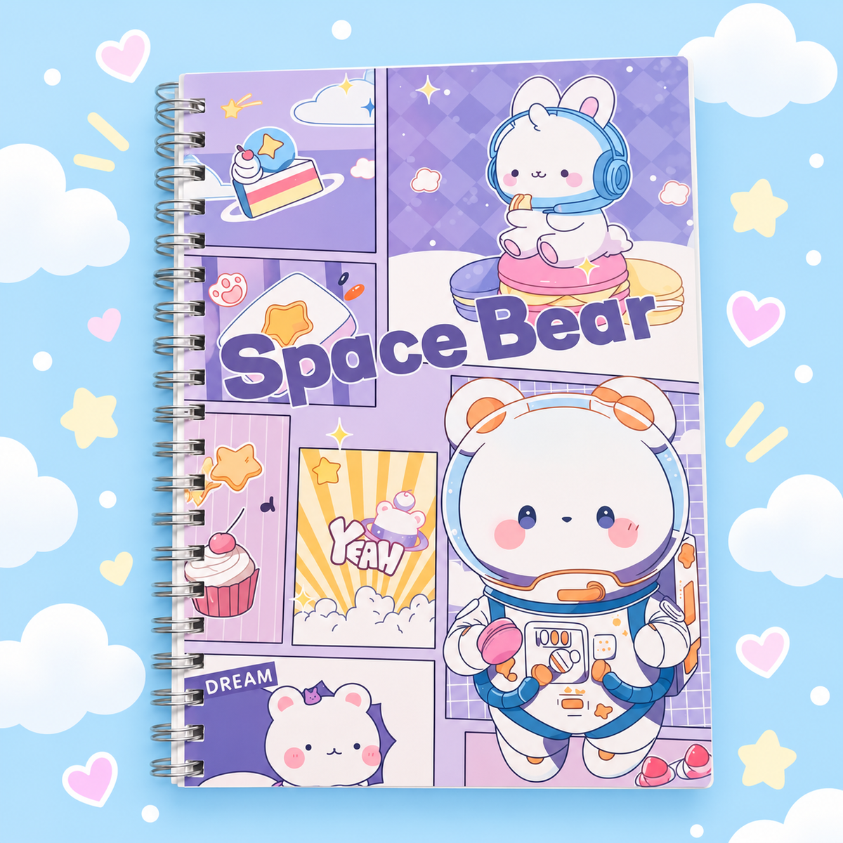 Libreta espiral holográfica gatito kawaii
