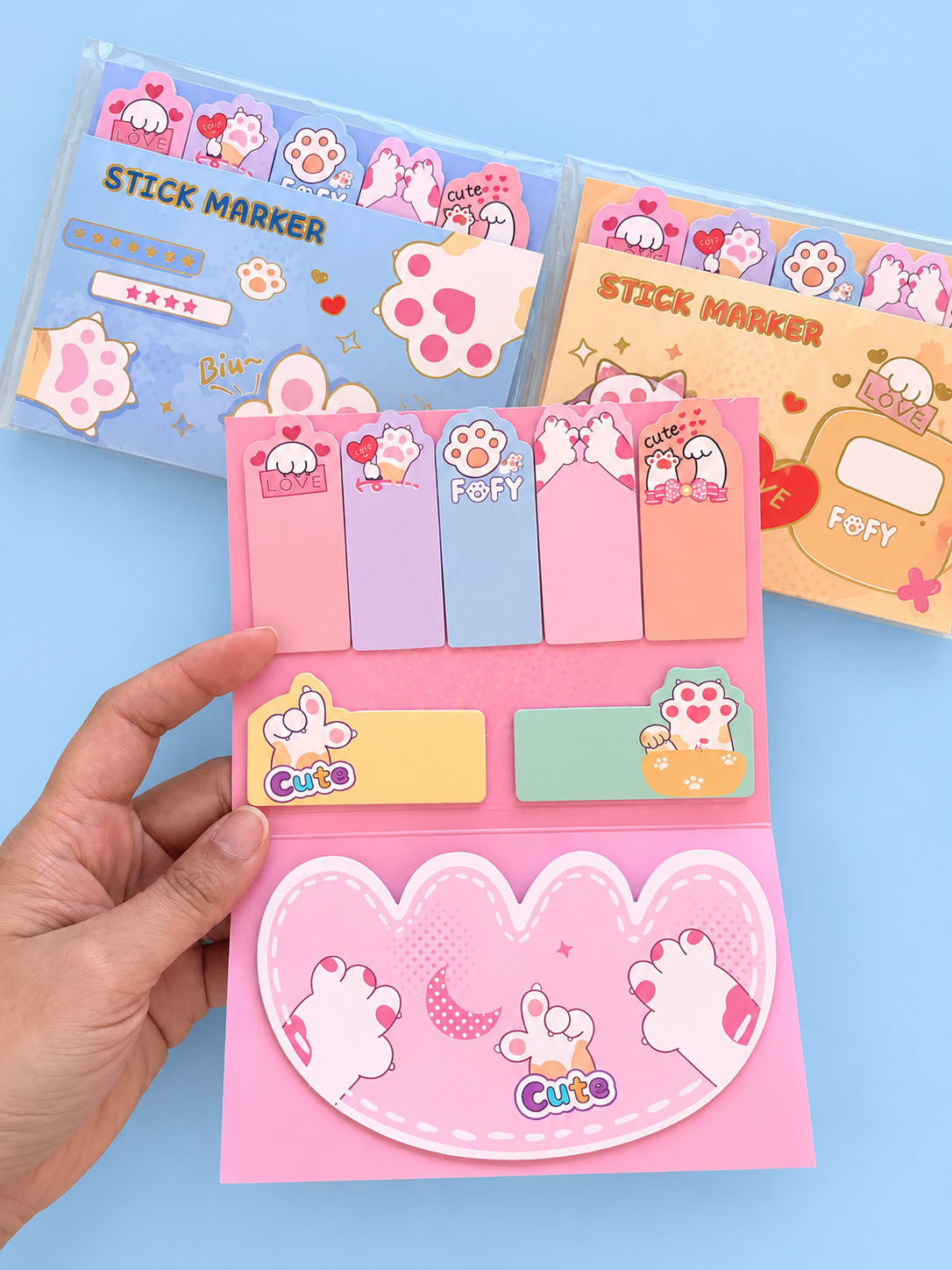 Post it con banderitas gatito y osito