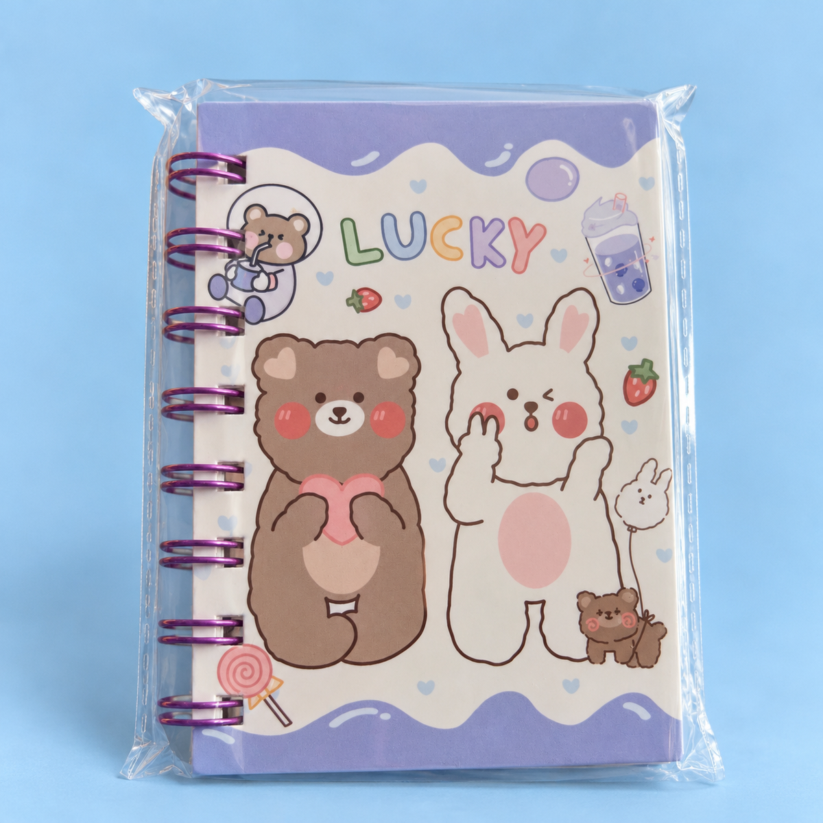 Libreta talla S Osito Conejitos a cuadros