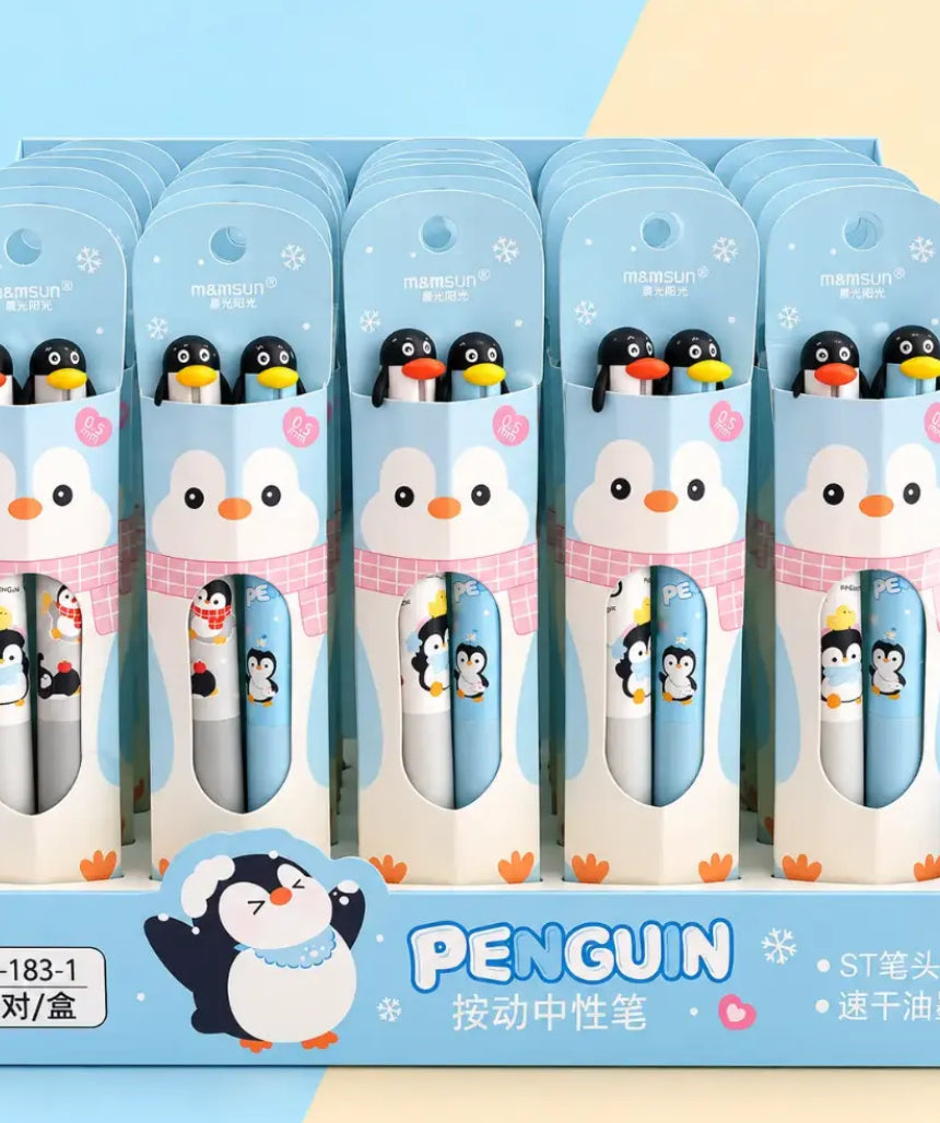 Set de 2 lápices Pingüinos tinta azul