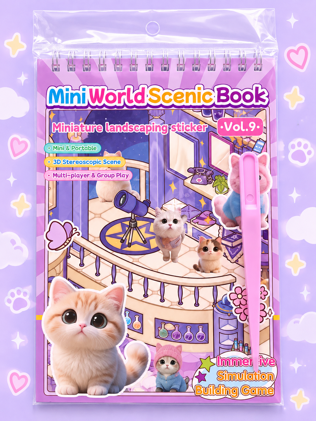 Set de 4 Escenarios con pinza kawaii