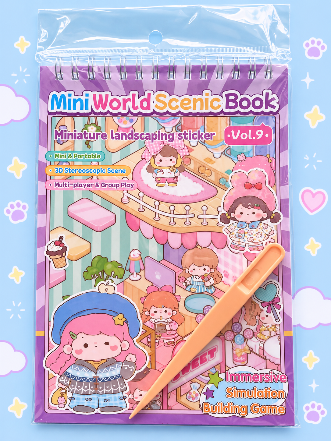 Set de 4 Escenarios con pinza kawaii