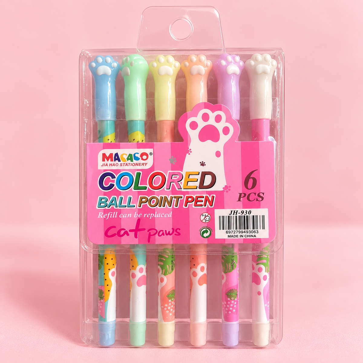 Set de lápices tinta colores Patita de Gato 6u
