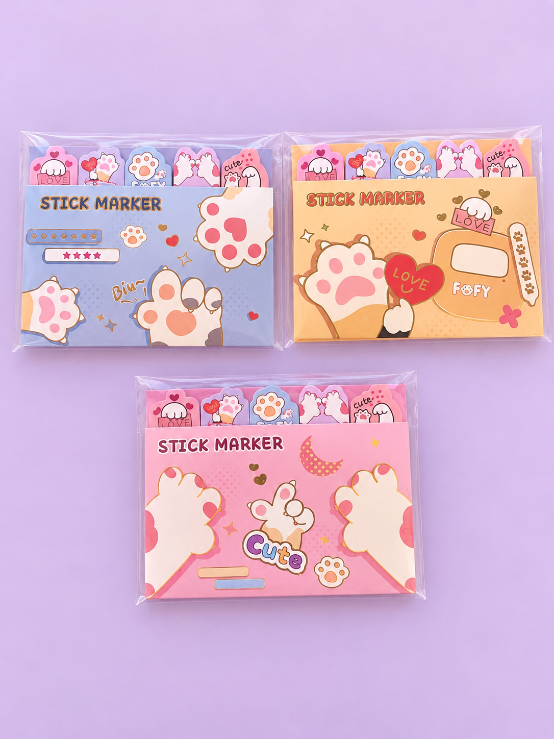 Post it con banderitas gatito y osito