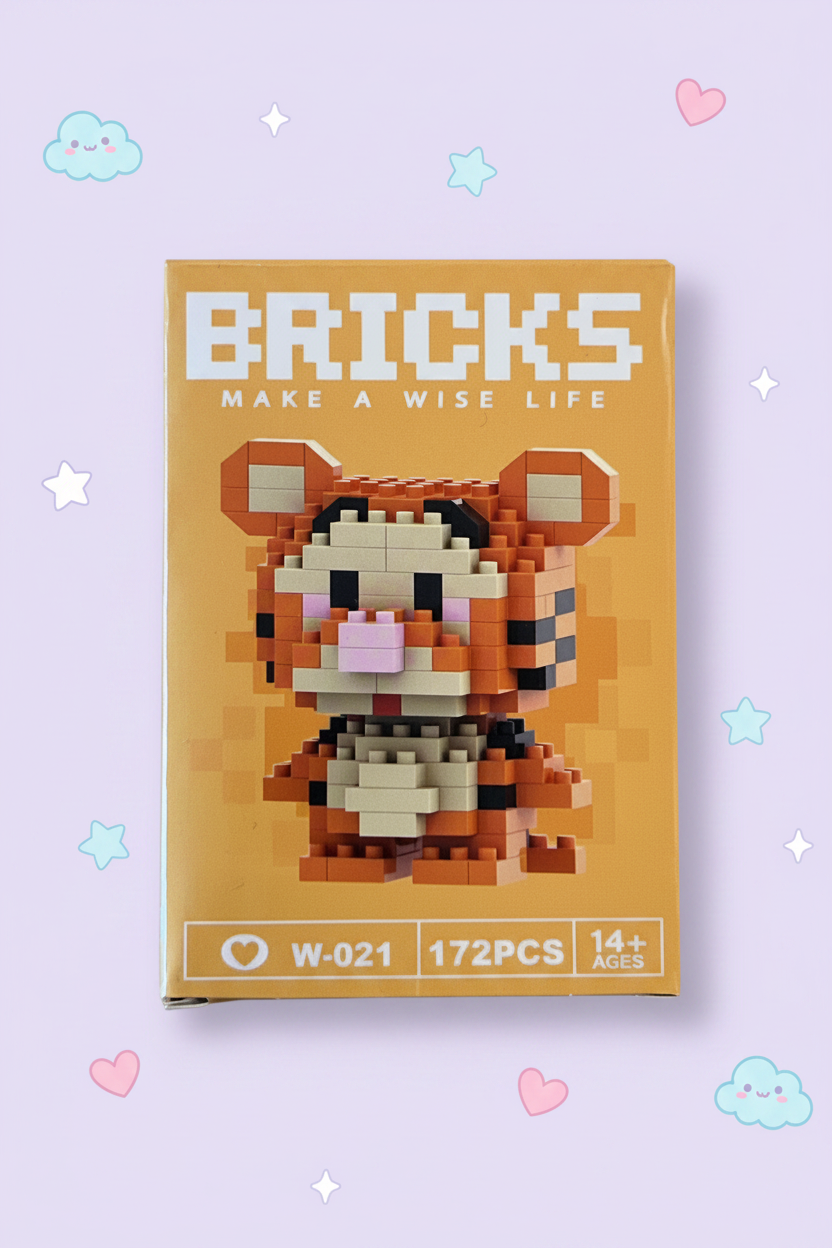 Bricks tigre con fondo lila kawaii