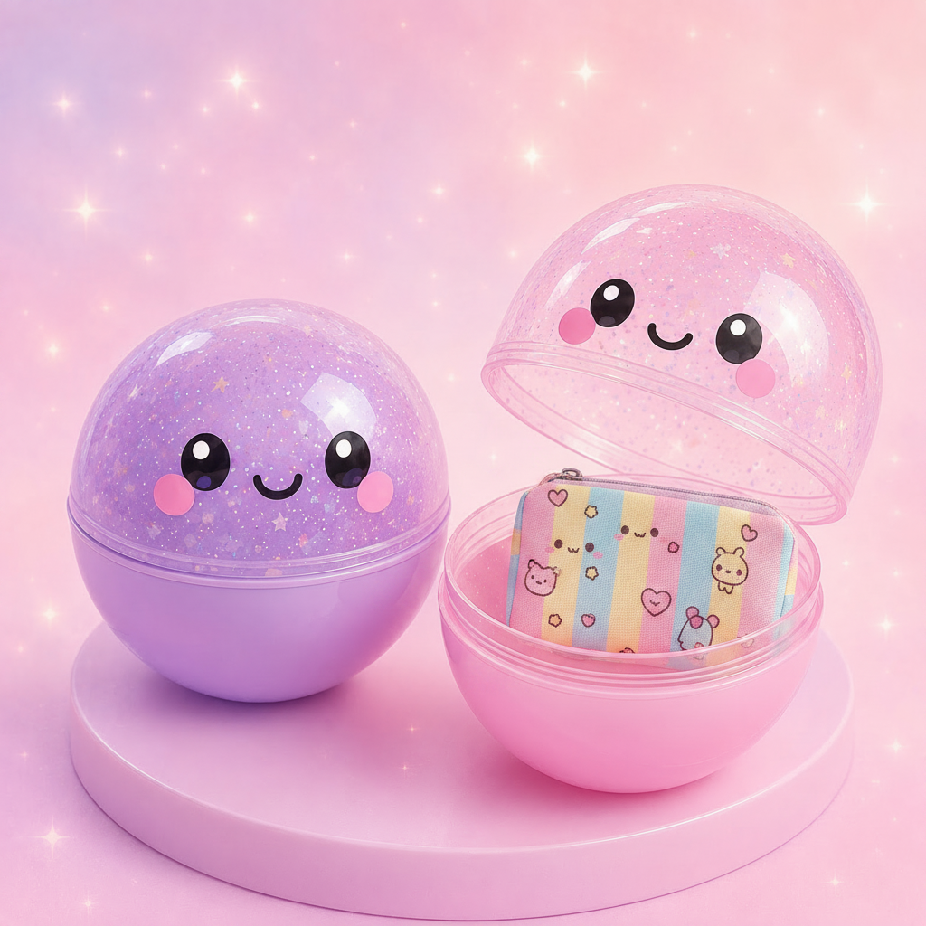 Cápsula kawaii con estuche adentro