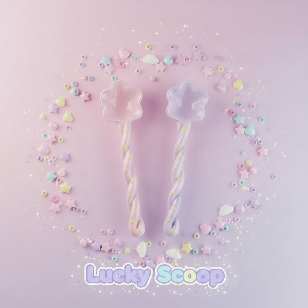 Lucky Scoop texto lila